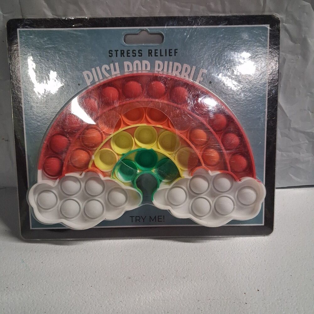5 Large Push Pop It Bubble Silicone Sensory Rainbow Toy Stress Relief Game 4"x5"